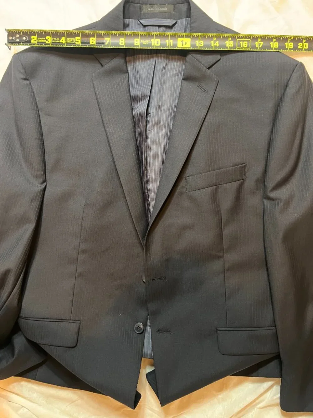 Calvin Klein Slim Fit 100% Wool Navy Blue Pinstripe Suit Jacket Blazer Men's 44R